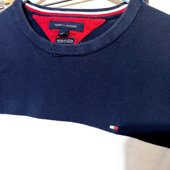 Tommy Hilfiger Men’s Crewneck Sweatshirt Red White Blue Size M colorblock - Picture 2 of 6